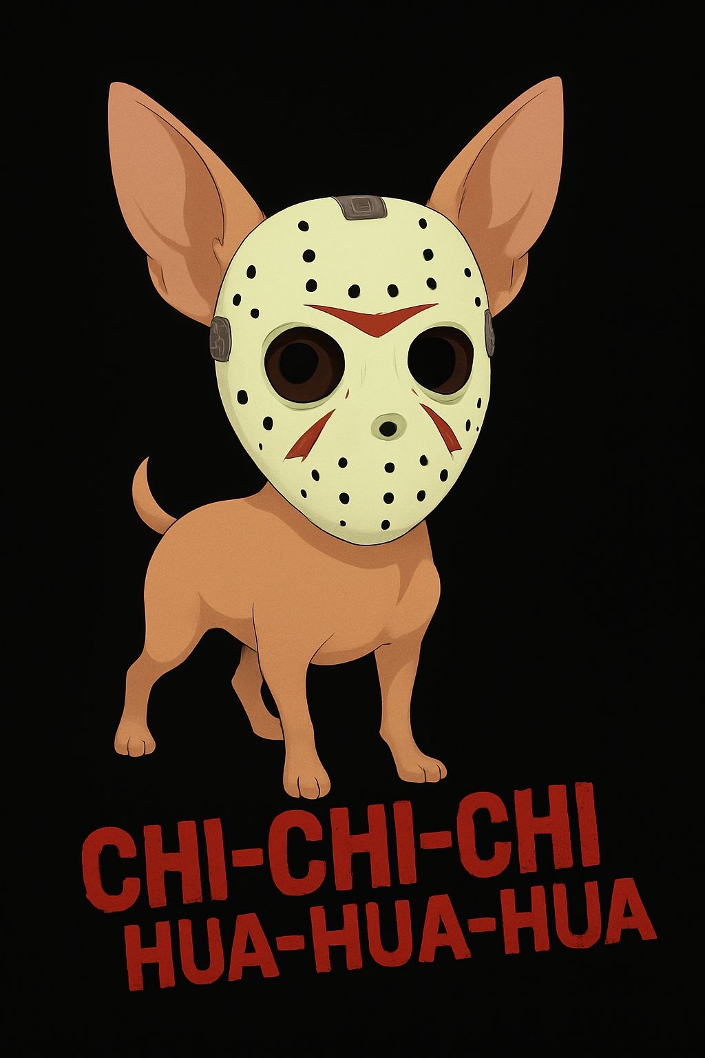 Chihuahua Dog in Hockey Mask with Horror Theme Poster