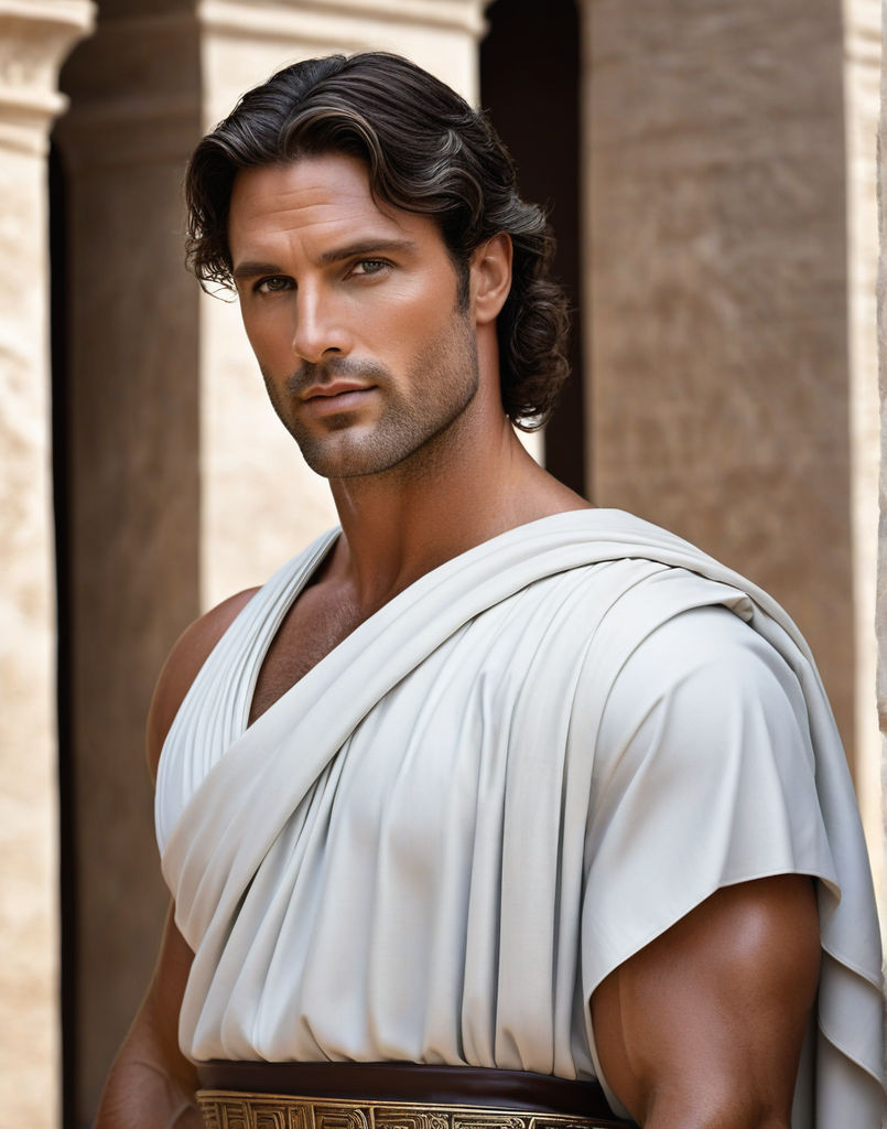 Man blending Roman and Greek god fashion