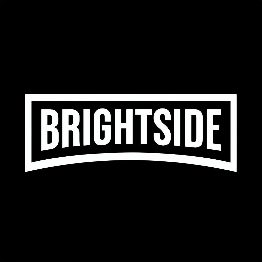 Modern Minimalist BRIGHTSIDE Logo Design on Black Background