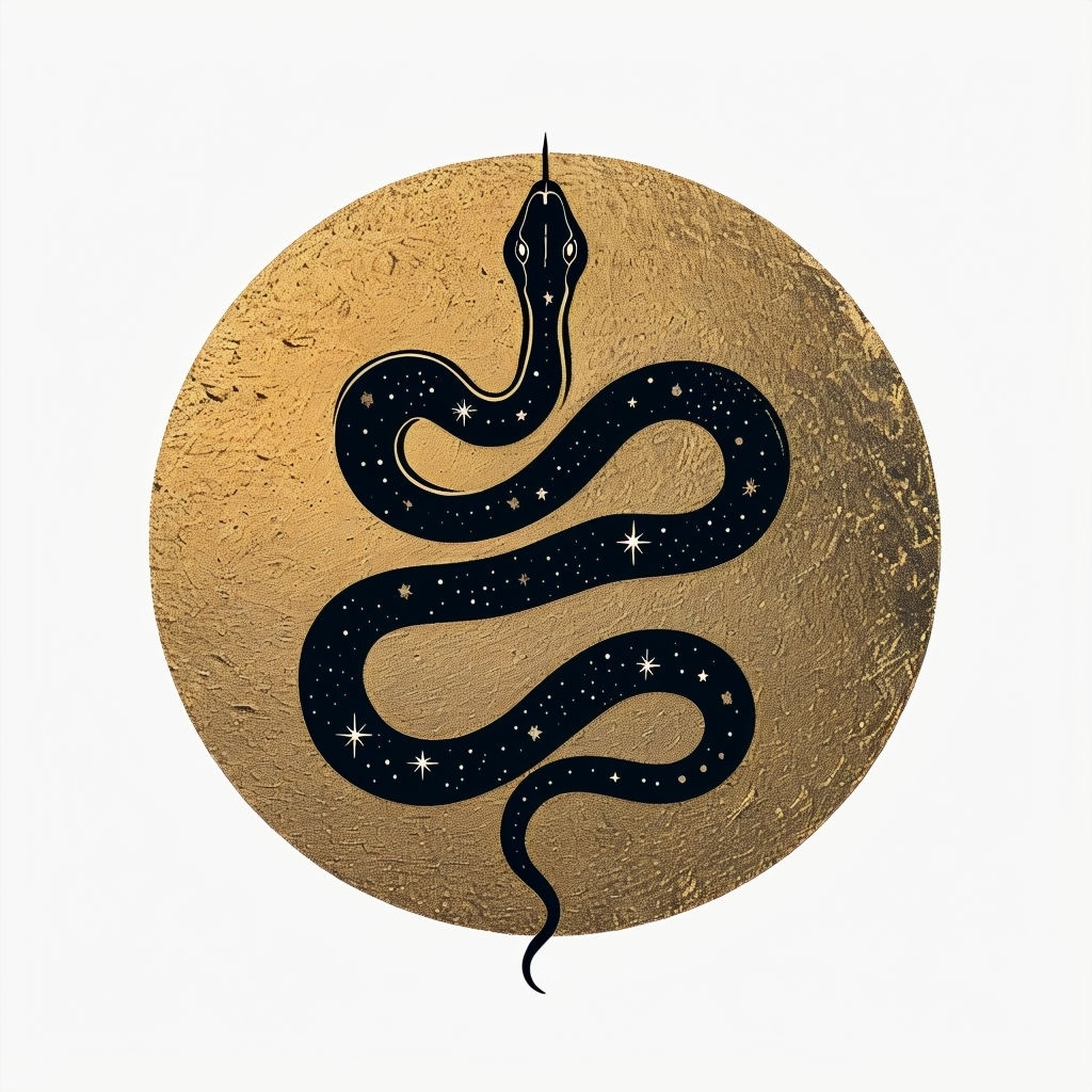 Celestial Black Snake Coiled in Golden Circle Minimalist Mug