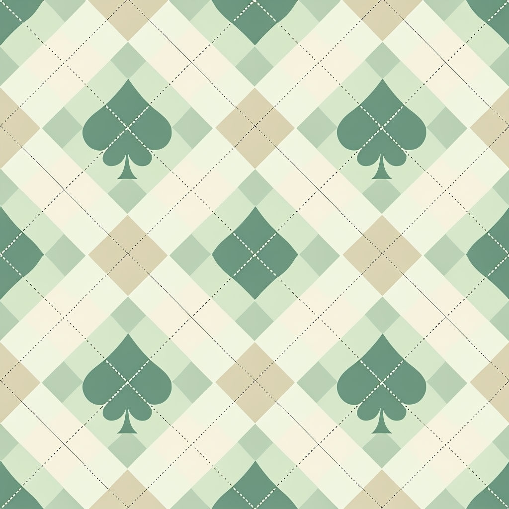 Elegant Argyle Playing Card Suits Seamless Pattern Design
