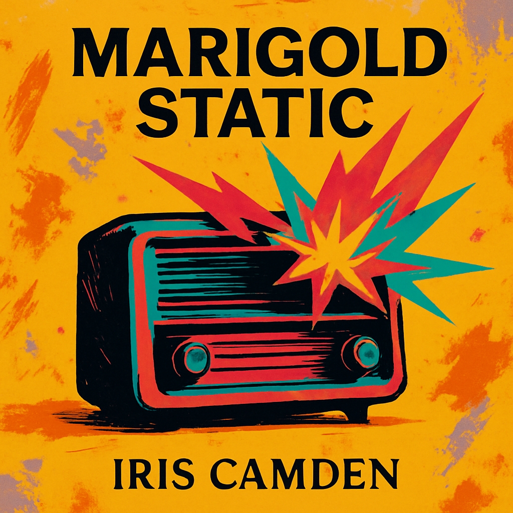 Vintage Radio Art with Bold Typography and Colorful Burst Spotify Album Cover