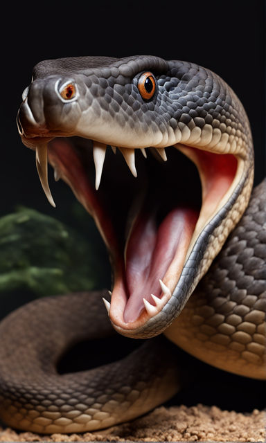 A hyper realistic inland taipan snake attacking with open ja... by ...