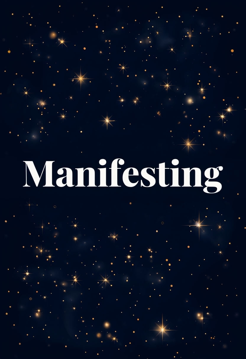 Celestial 'Manifesting' Text with Golden Stars Poster