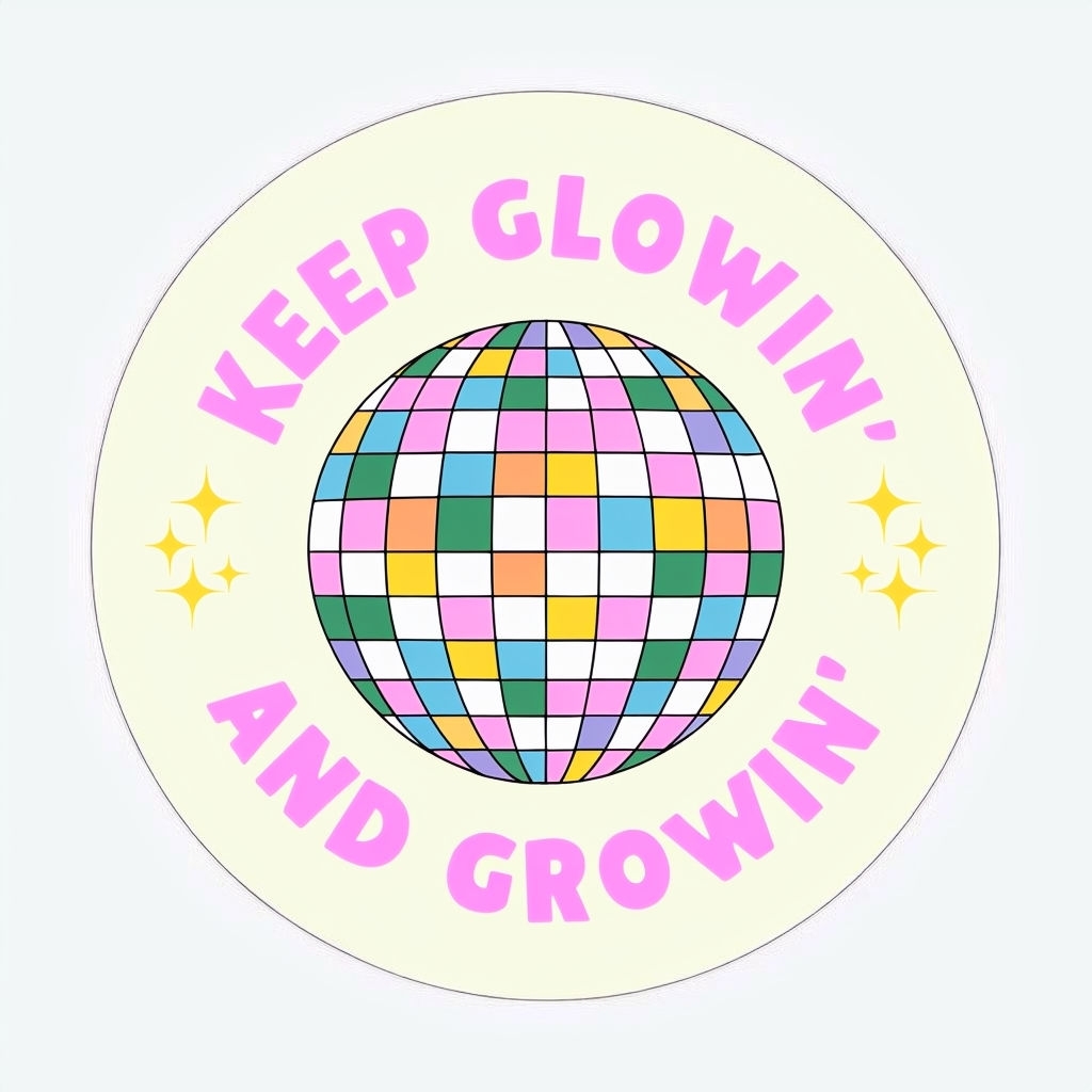 Vibrant Disco Ball Motivational Quote Circular Sticker