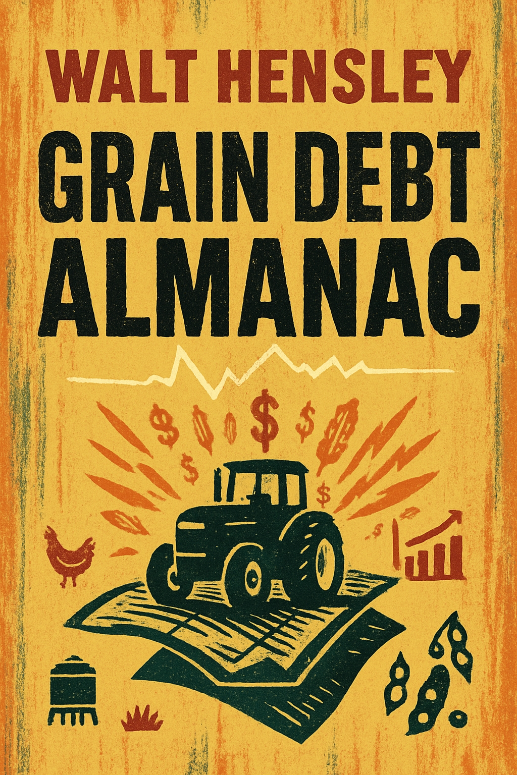 Vintage Grain Debt Almanac with Tractor and Agricultural Symbols EBook Cover