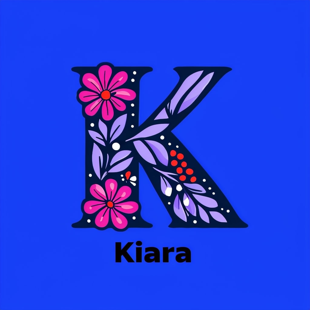 Vibrant Floral Letter K Monogram Design for Kiara