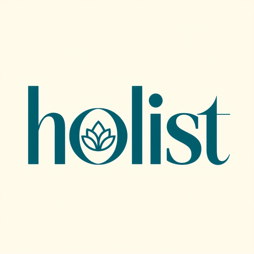 Minimalist Dark Teal 'Holist' Logo with Lotus Emblem Design Logo