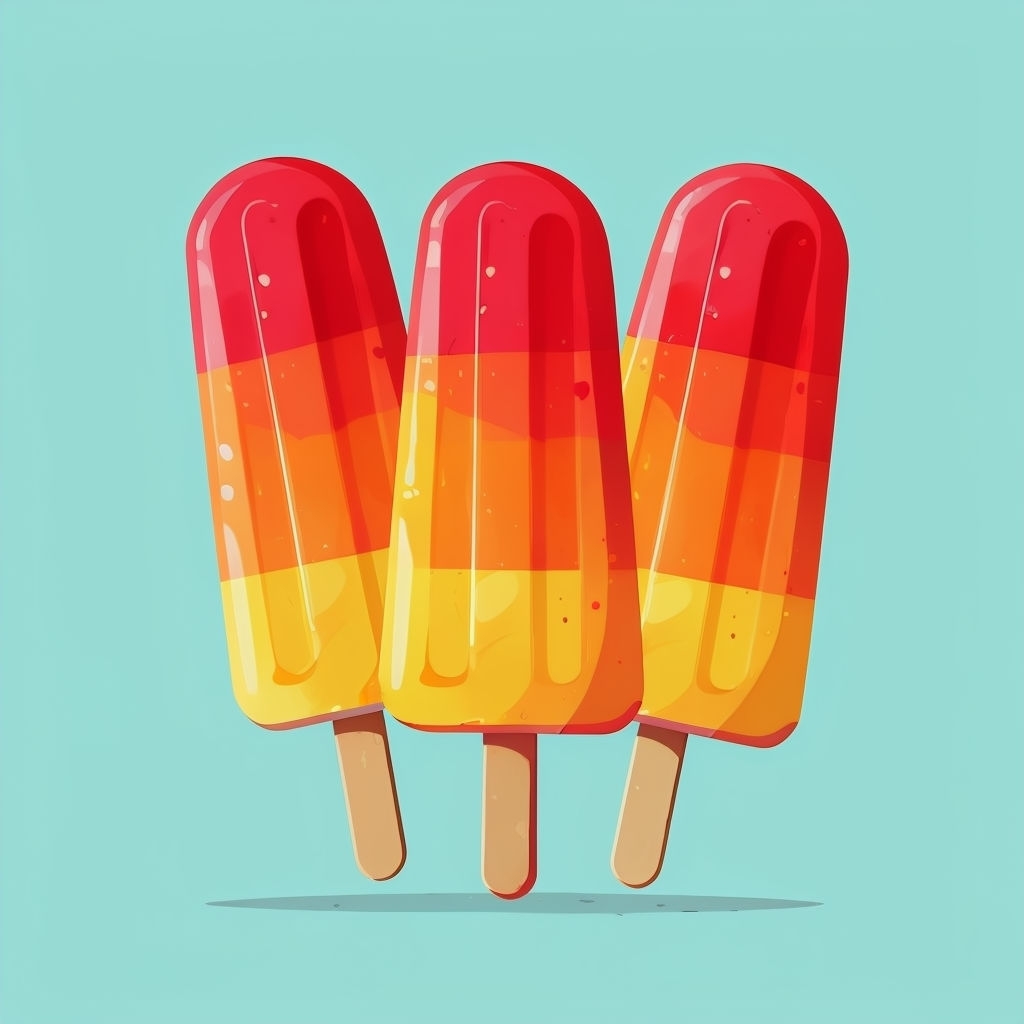 Colorful Glossy Ice Cream Popsicles Illustration Sticker