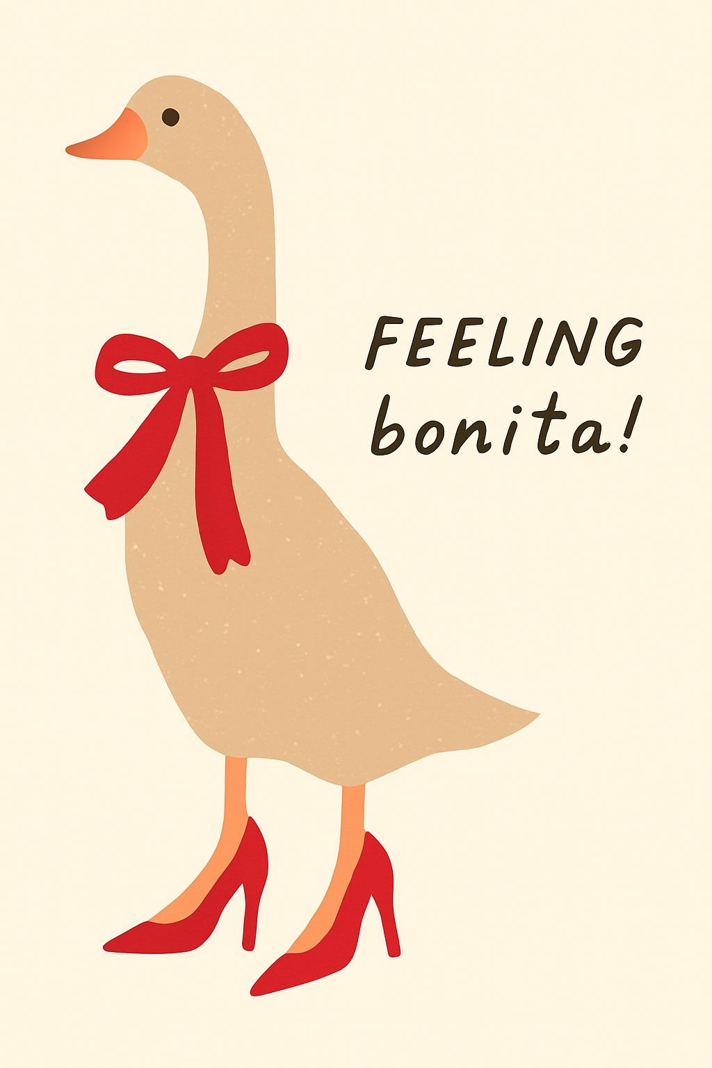 Charming Goose in High Heels with Festive Bow Illustration Poster