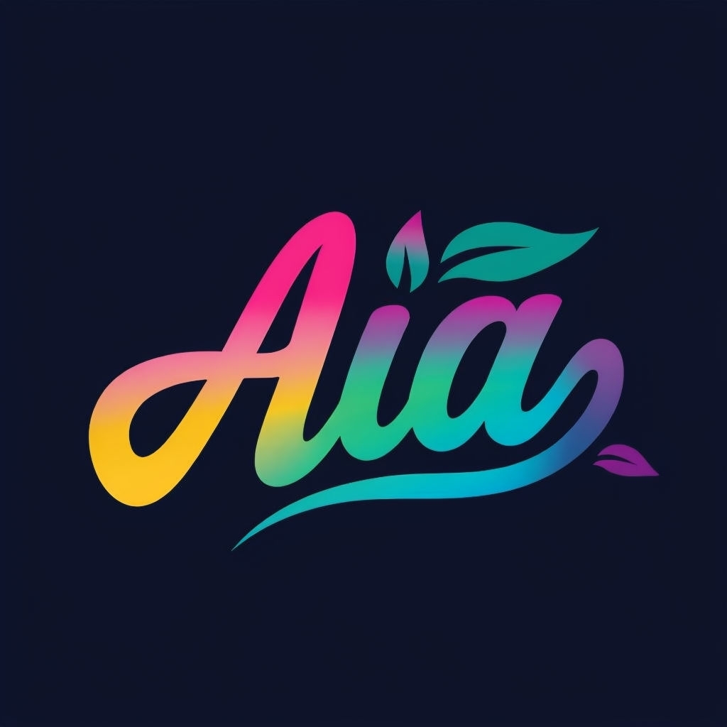 Vibrant Gradient Aia Logo with Stylized Leaf Motifs