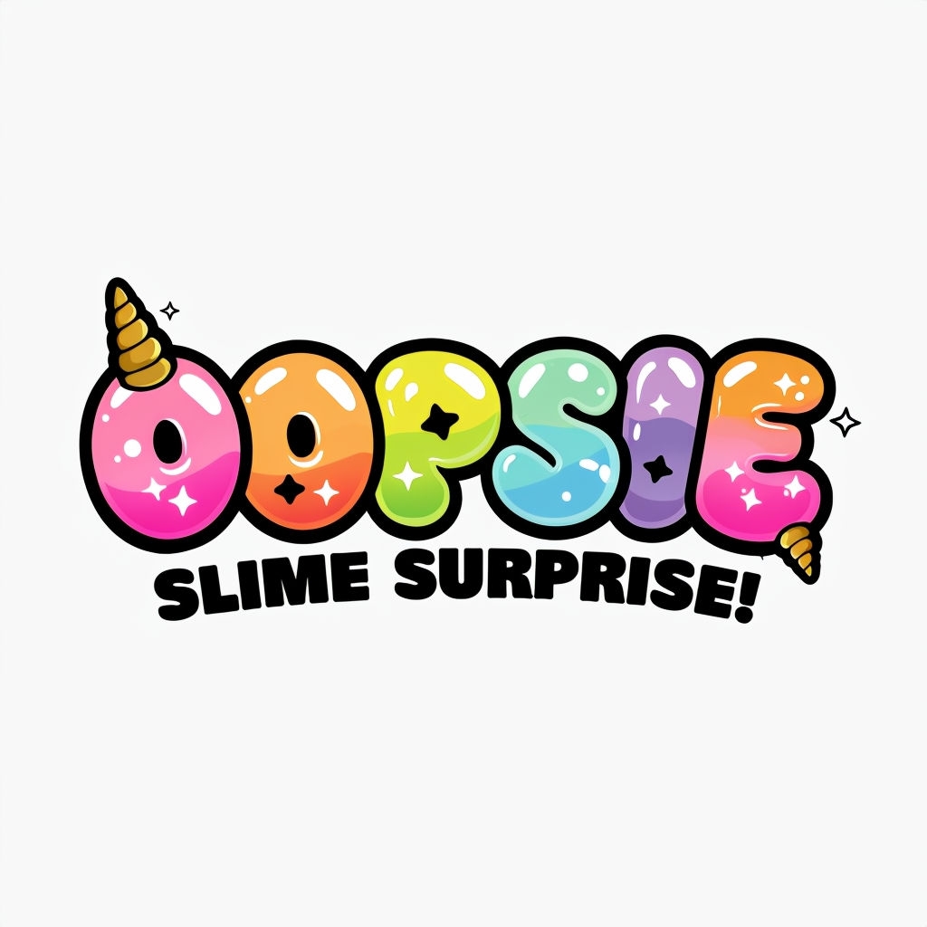 Colorful Playful OOPSIE Cartoon Logo with Unicorn Elements