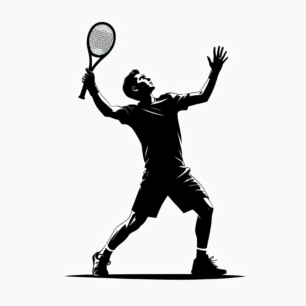 Dynamic Black Silhouette of Male Tennis Player Action Mug