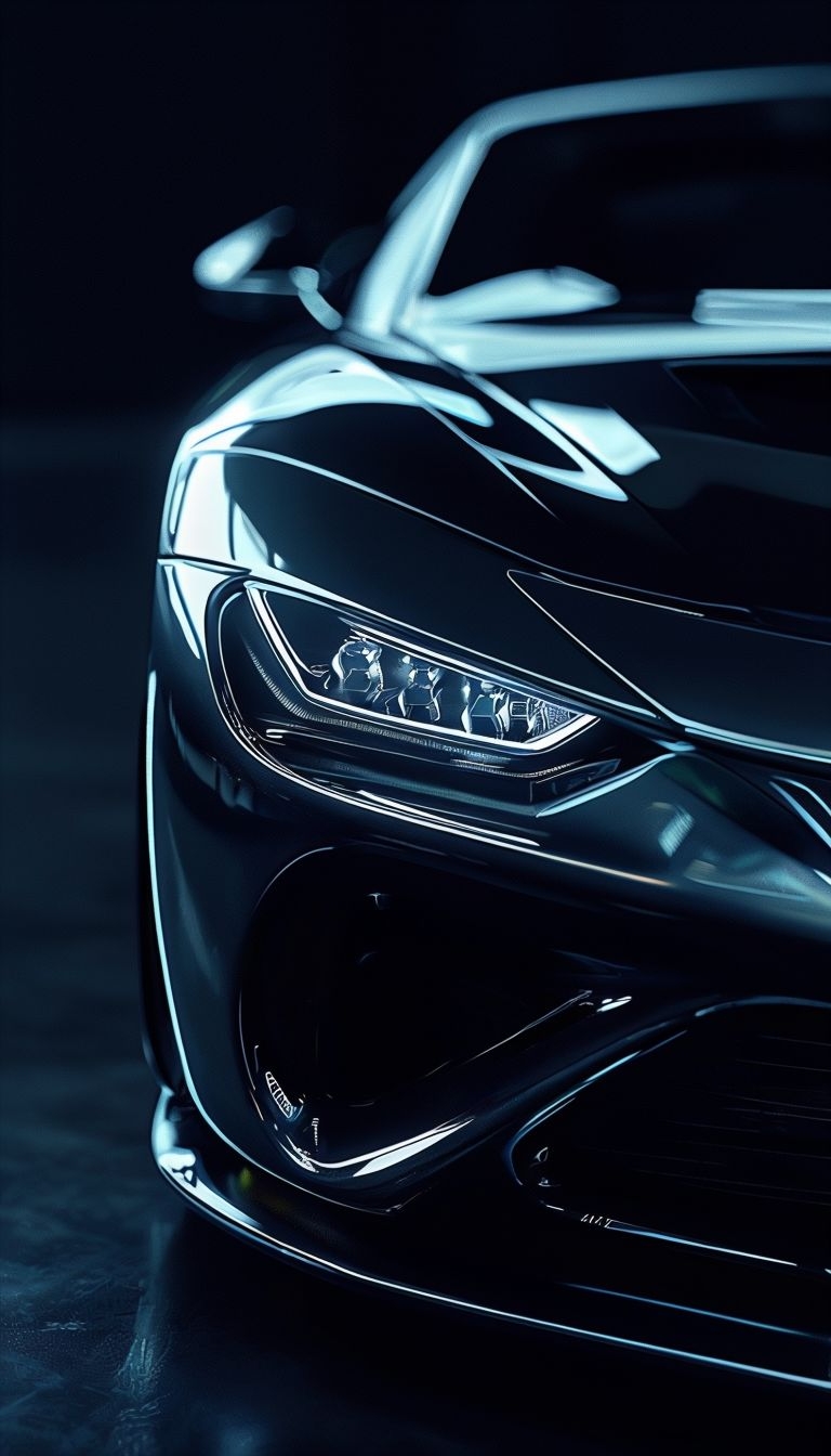 Sleek Midnight Blue Modern Car Close-Up Photo Mobile Wallpaper