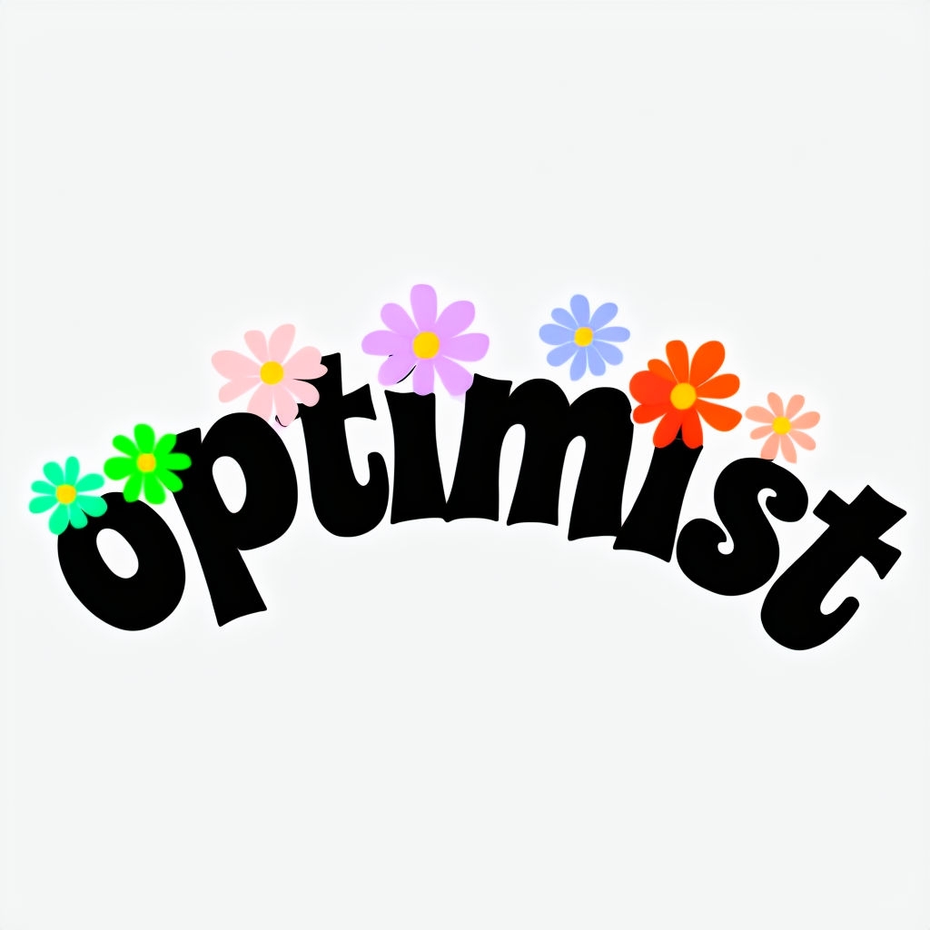 Playful Optimist Text with Colorful Flowers T-Shirt