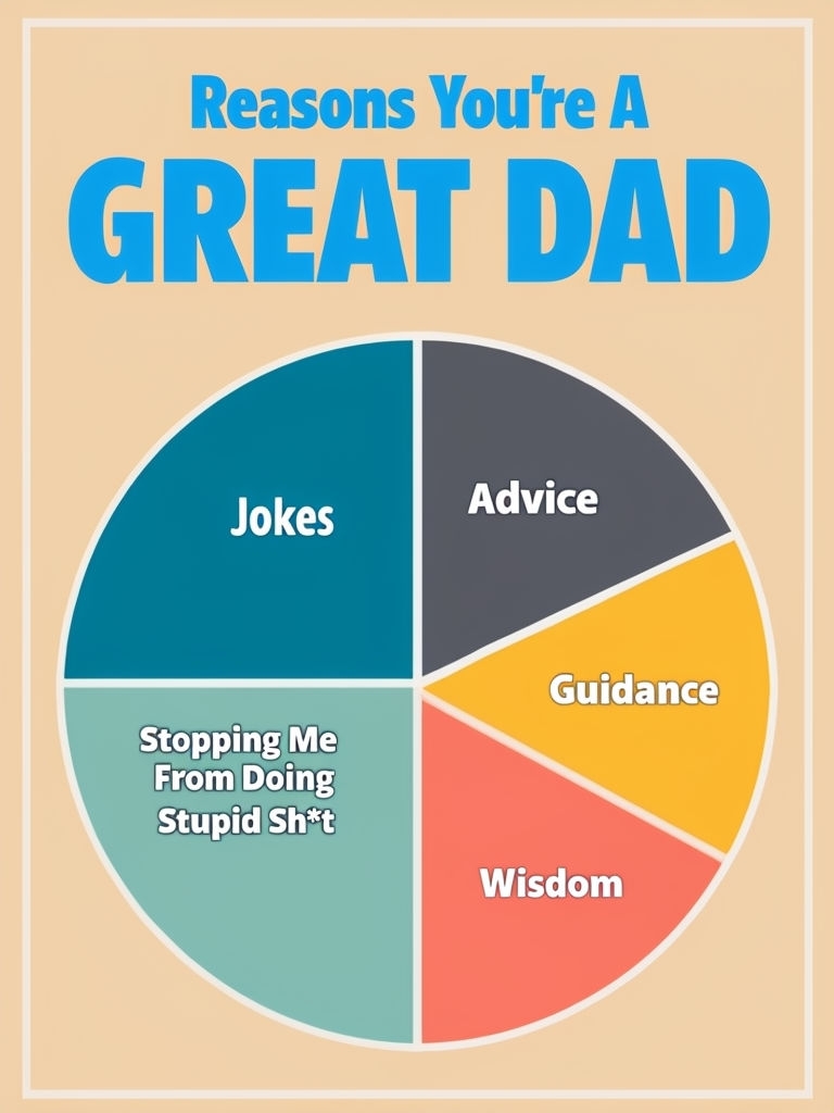 Funny Dad Reasons Infographic Pie Chart Design for Card or Invite