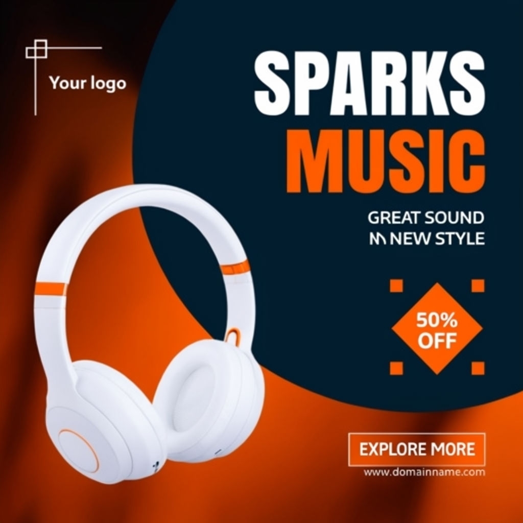 Modern White Over-Ear Headphones Promotional Advertisement Ads
