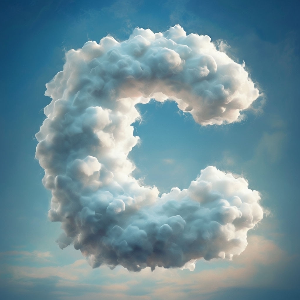 Fluffy Cloud Letter C Monogram in a Dreamy Sky Background Monogram