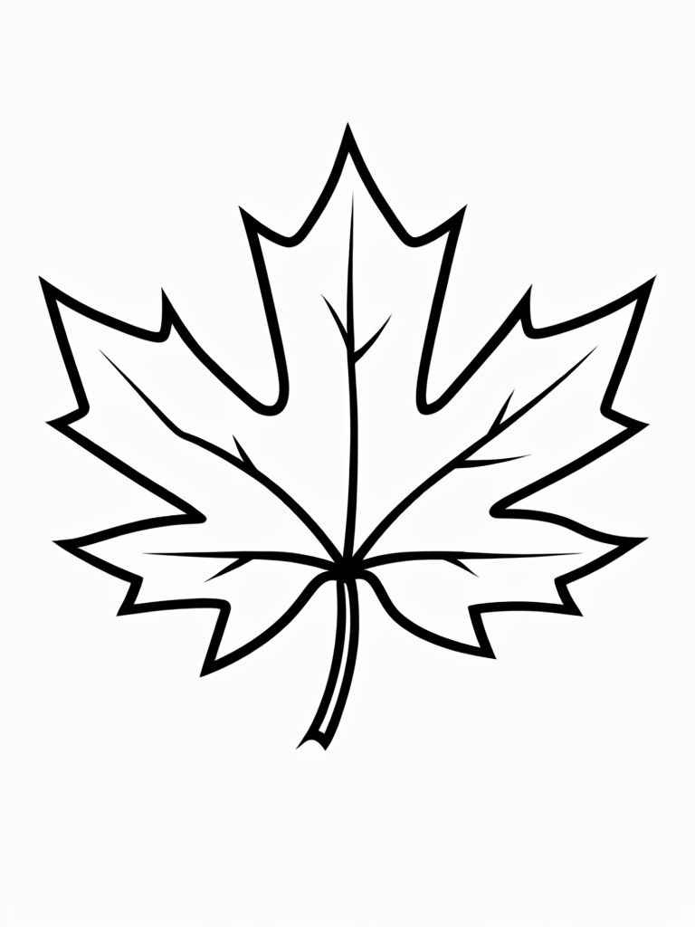 Minimalist Maple Leaf Line Drawing Illustration Coloring Book Page