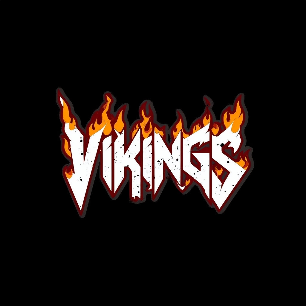 Fiery Vikings Graphic Design T-Shirt