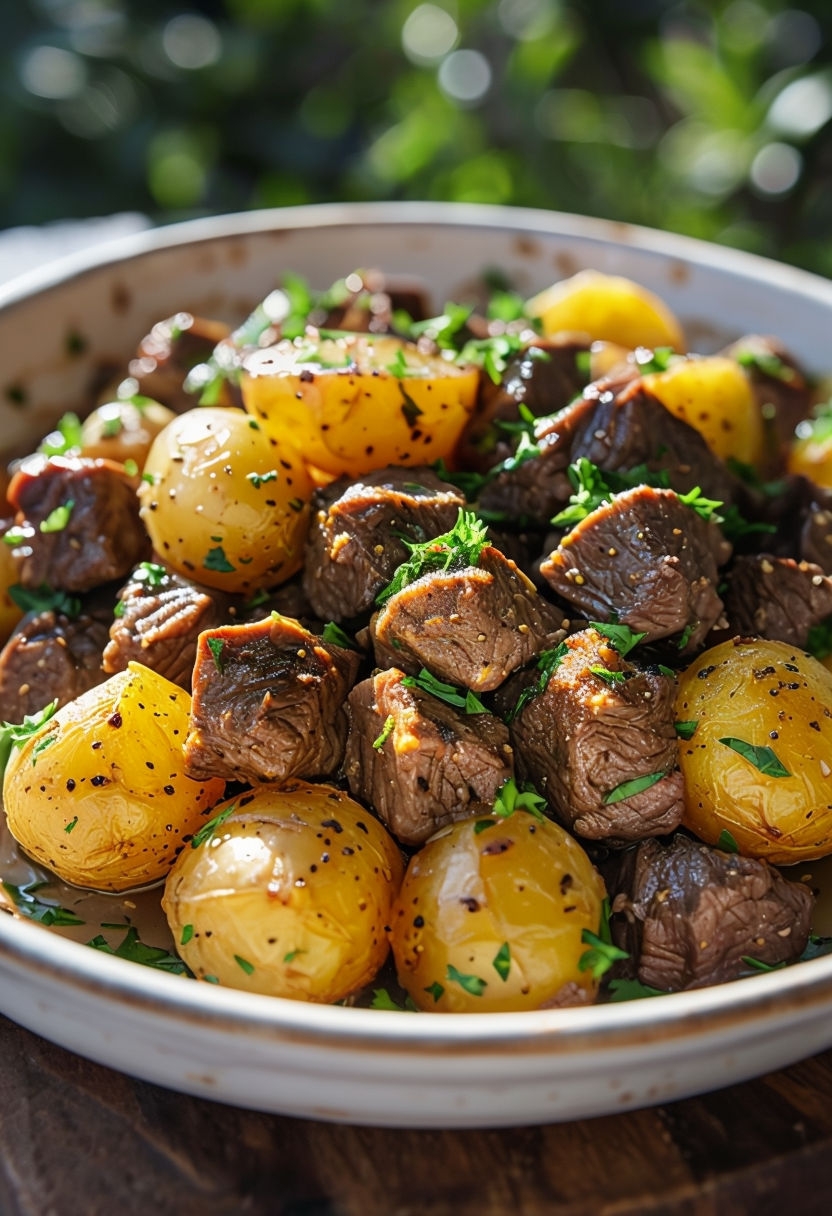 Savory Roasted Beef and Yellow Potatoes Close-Up Art