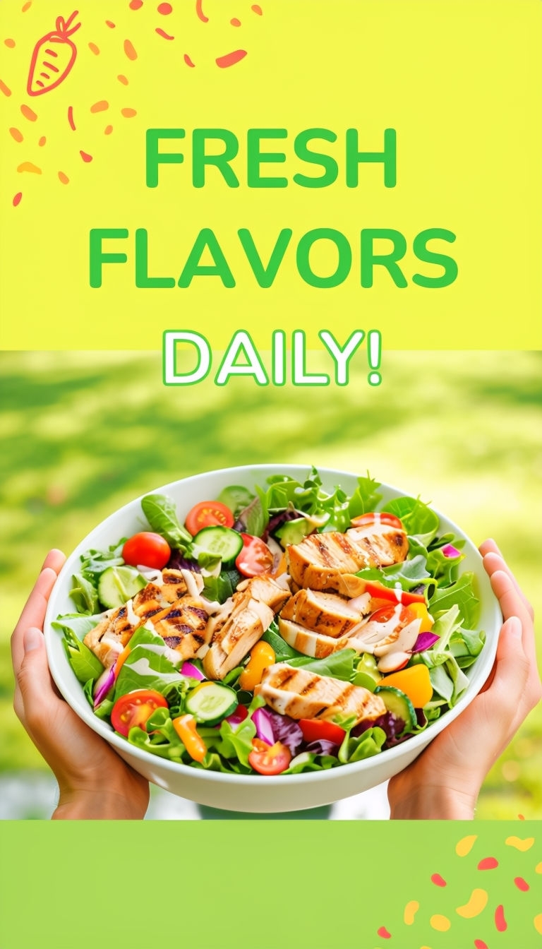 Vibrant Fresh Salad Bowl Ad with Clean Typography Design Ads