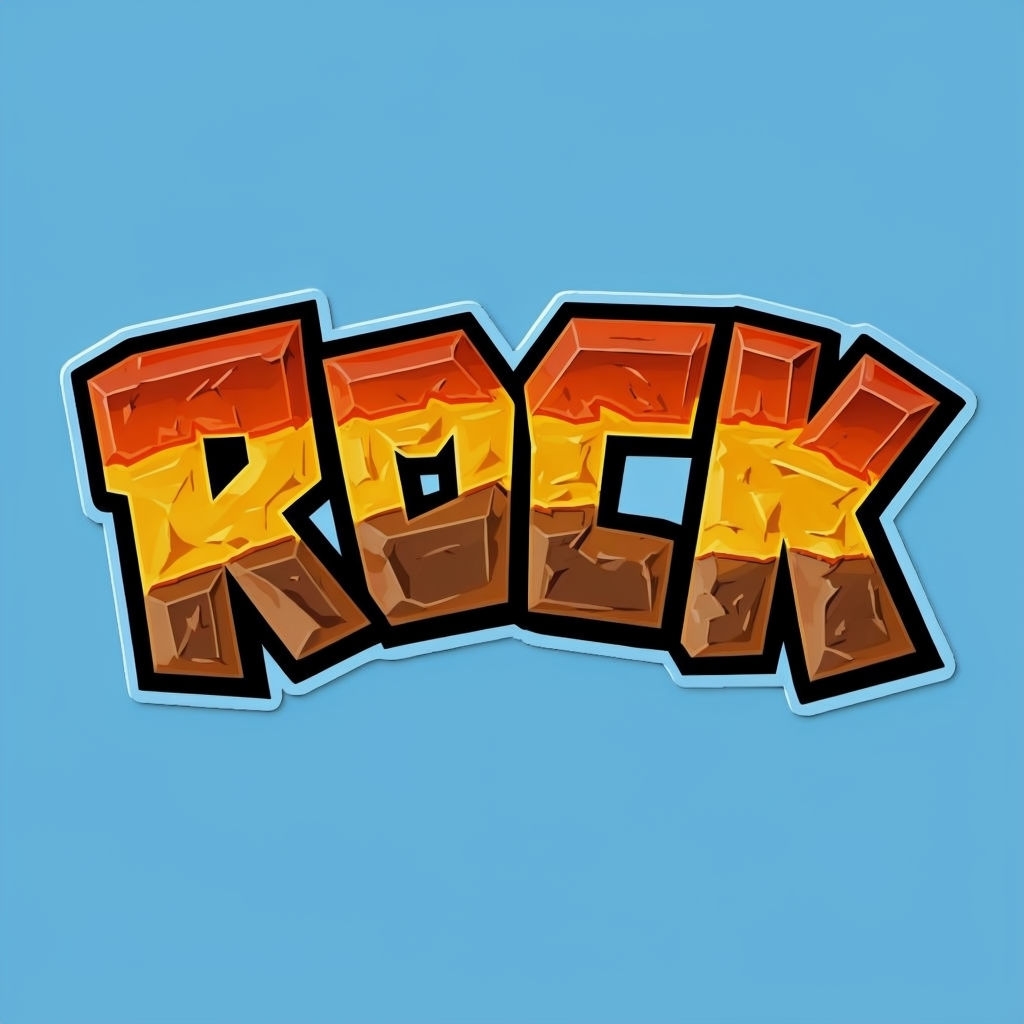 3D Cartoon Rock Text Art on Sky Blue Background T-Shirt