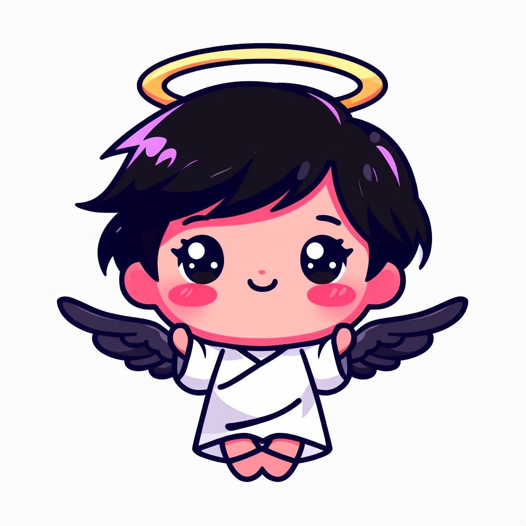 Adorable Chibi Angel Cartoon Character Illustration Sticker