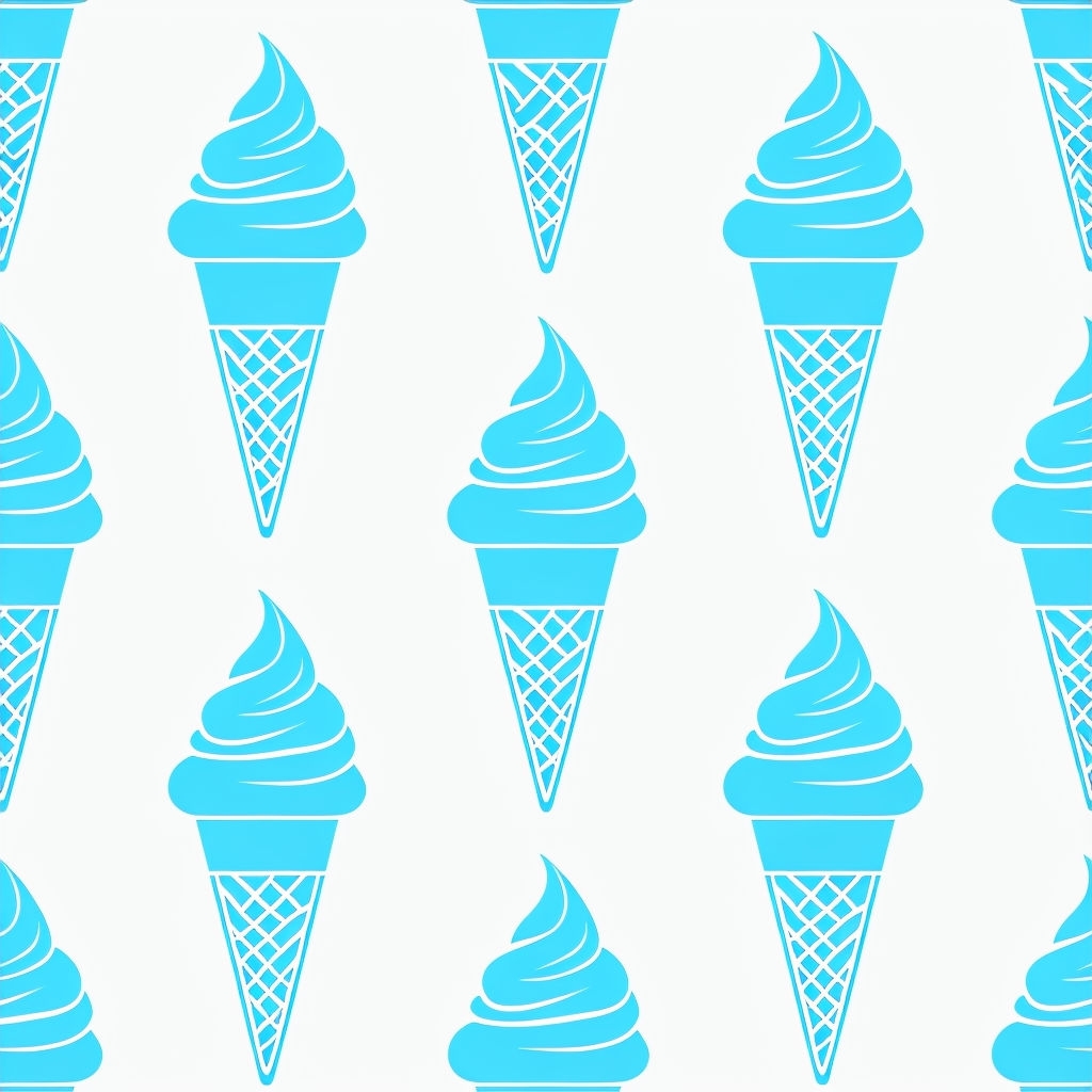 Vibrant Light Blue Ice Cream Cone Seamless Pattern Design