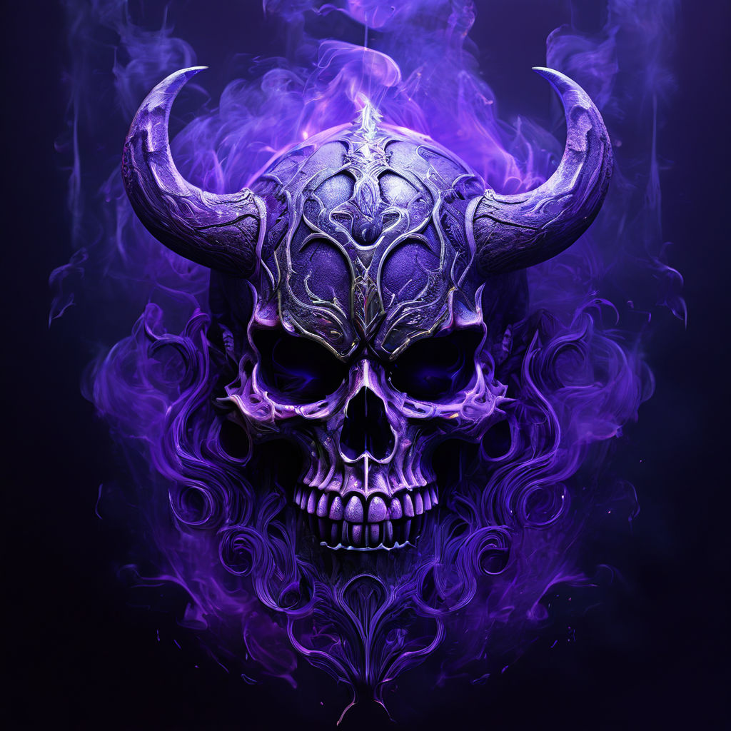 Purple smoke vikings skull by Melissa Grundy - Playground