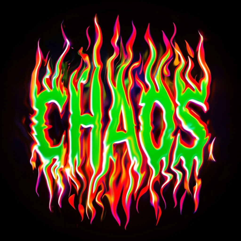 Electrifying CHAOS Neon Text Art T-Shirt