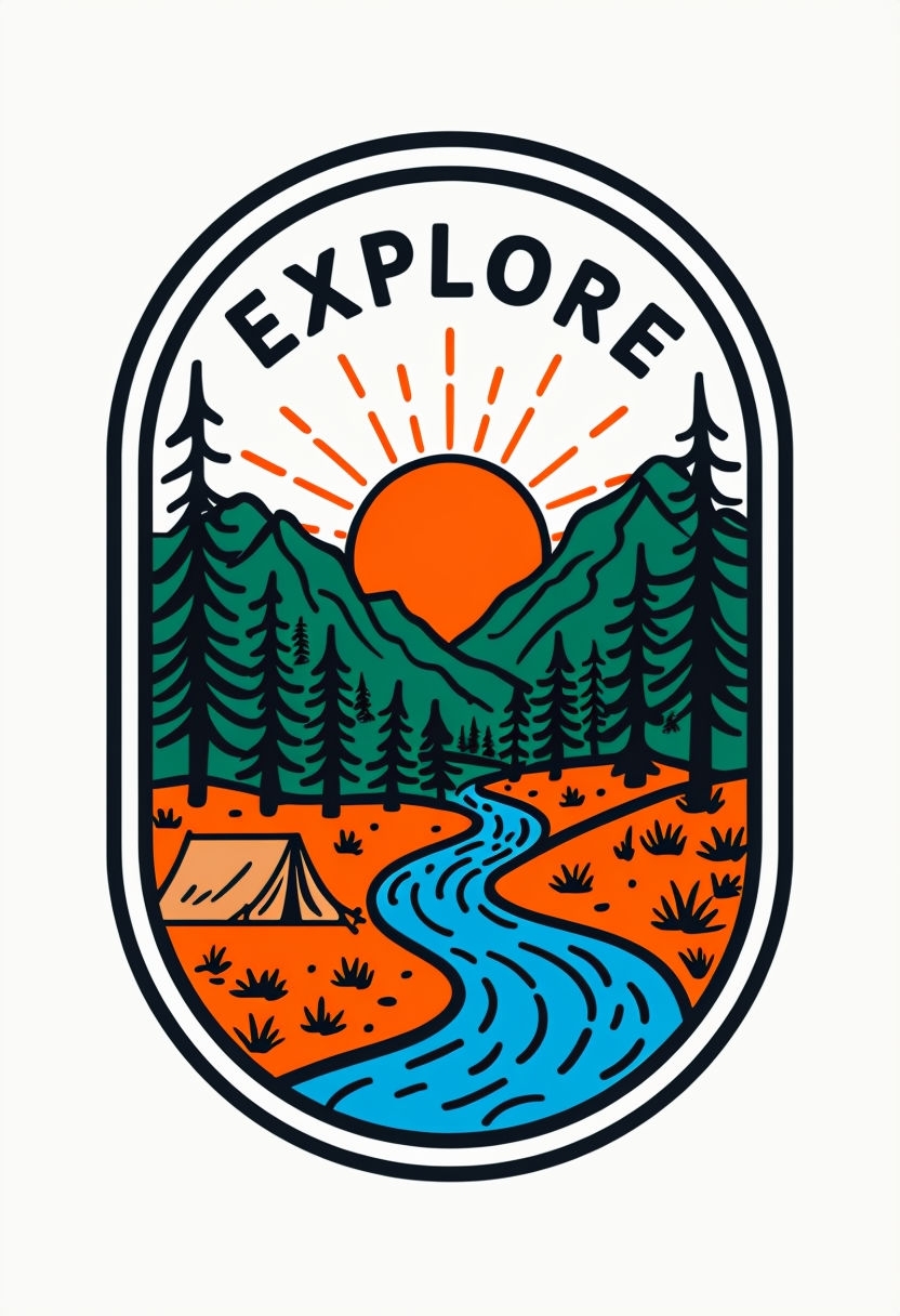 Vintage Outdoor Adventure Explore Illustration Poster