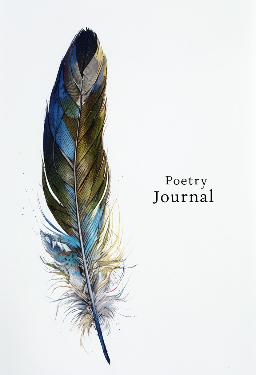 Intricately Painted Feather with Inspirational Poetry Journal Design EBook Cover