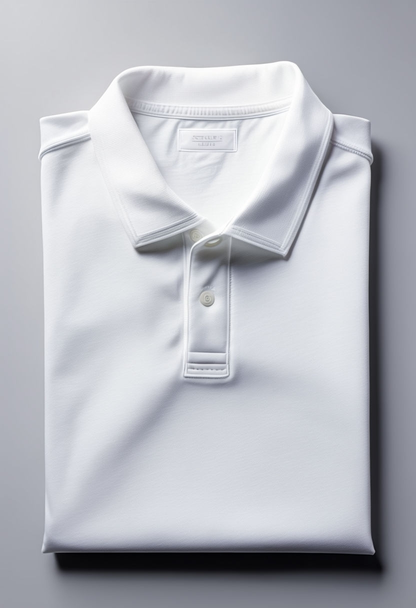 Clean Photorealistic Folded White Polo Shirt Mockup