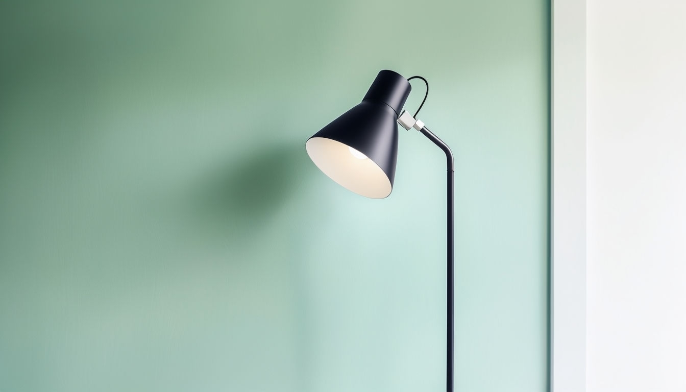 Minimalist Floor Lamp Against Mint Green Wall Background Virtual Backgrounds
