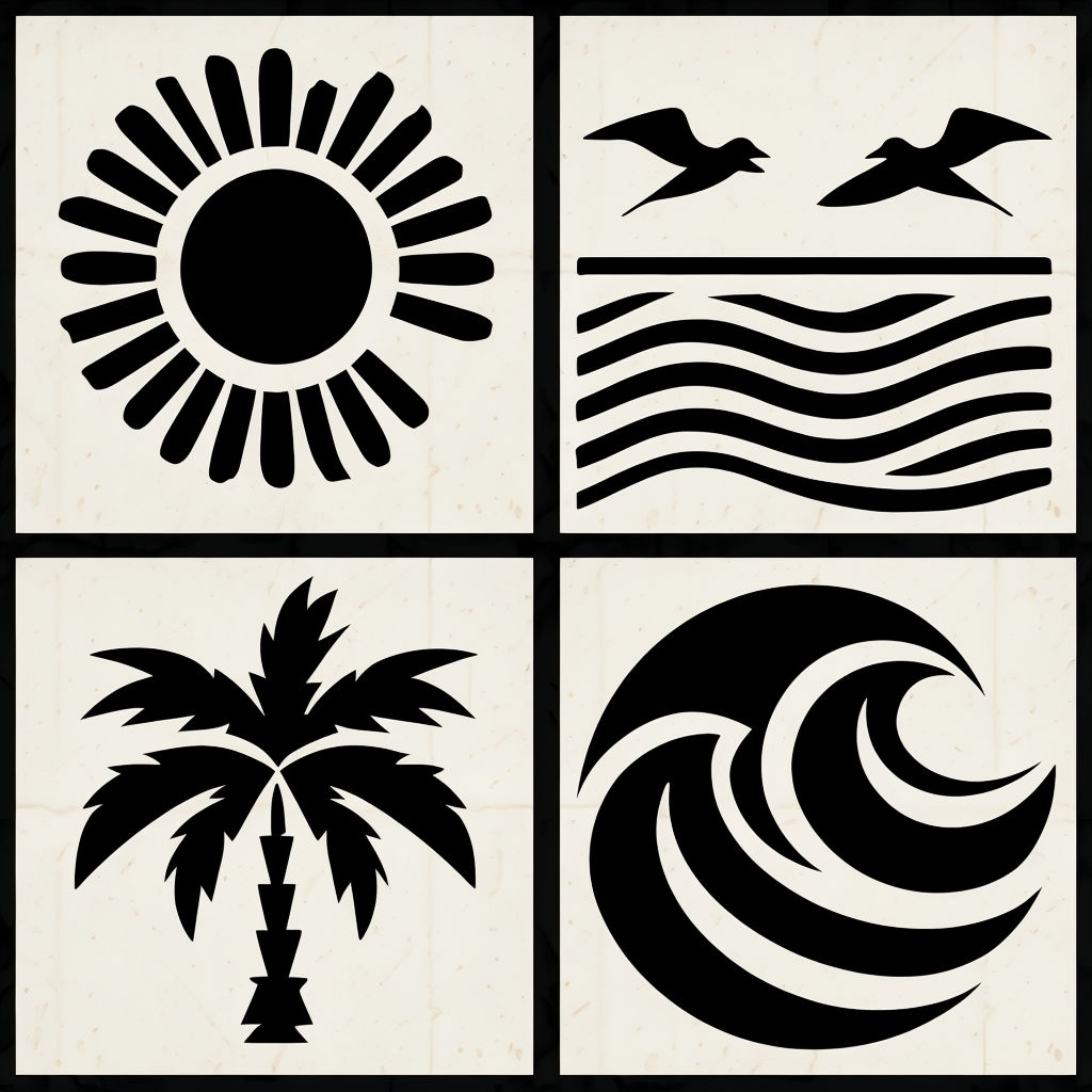 Symmetrical Tropical Motifs Seamless Pattern Design for Decor Seamless Pattern