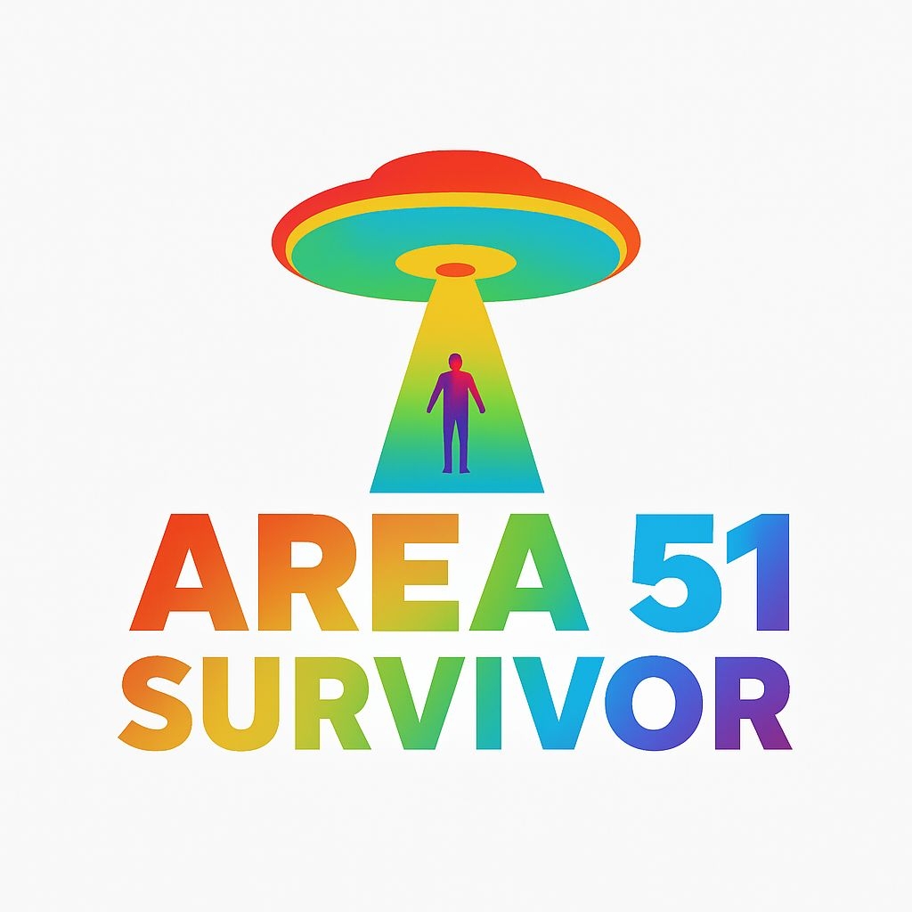 Colorful UFO Area 51 Survivor Illustration Sticker