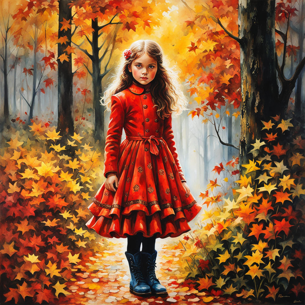 portrait painting of a beautiful fashionista walking through the 