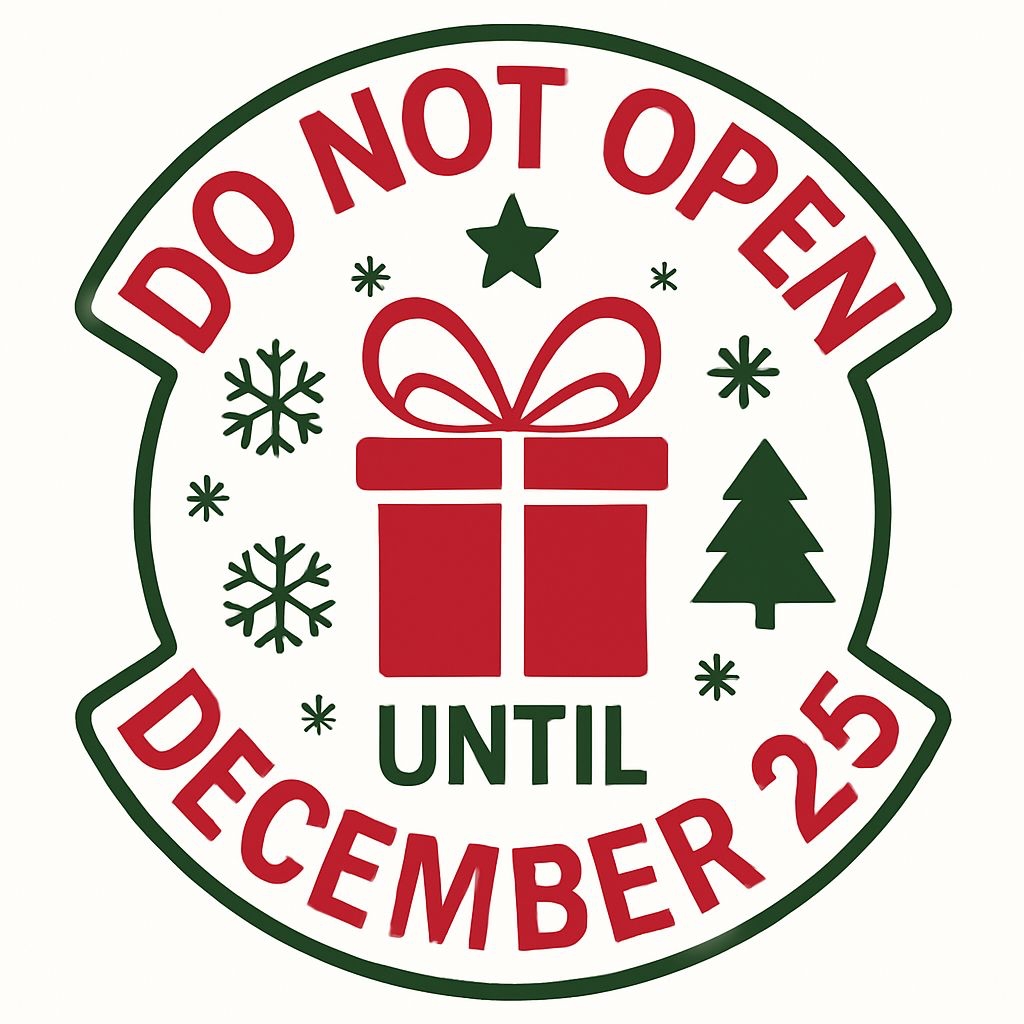 Festive Green Holiday Gift Emblem Sticker