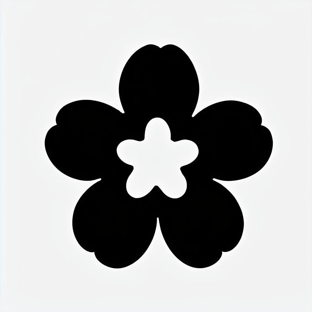 Minimalist Black Flower Icon on White Background Logo