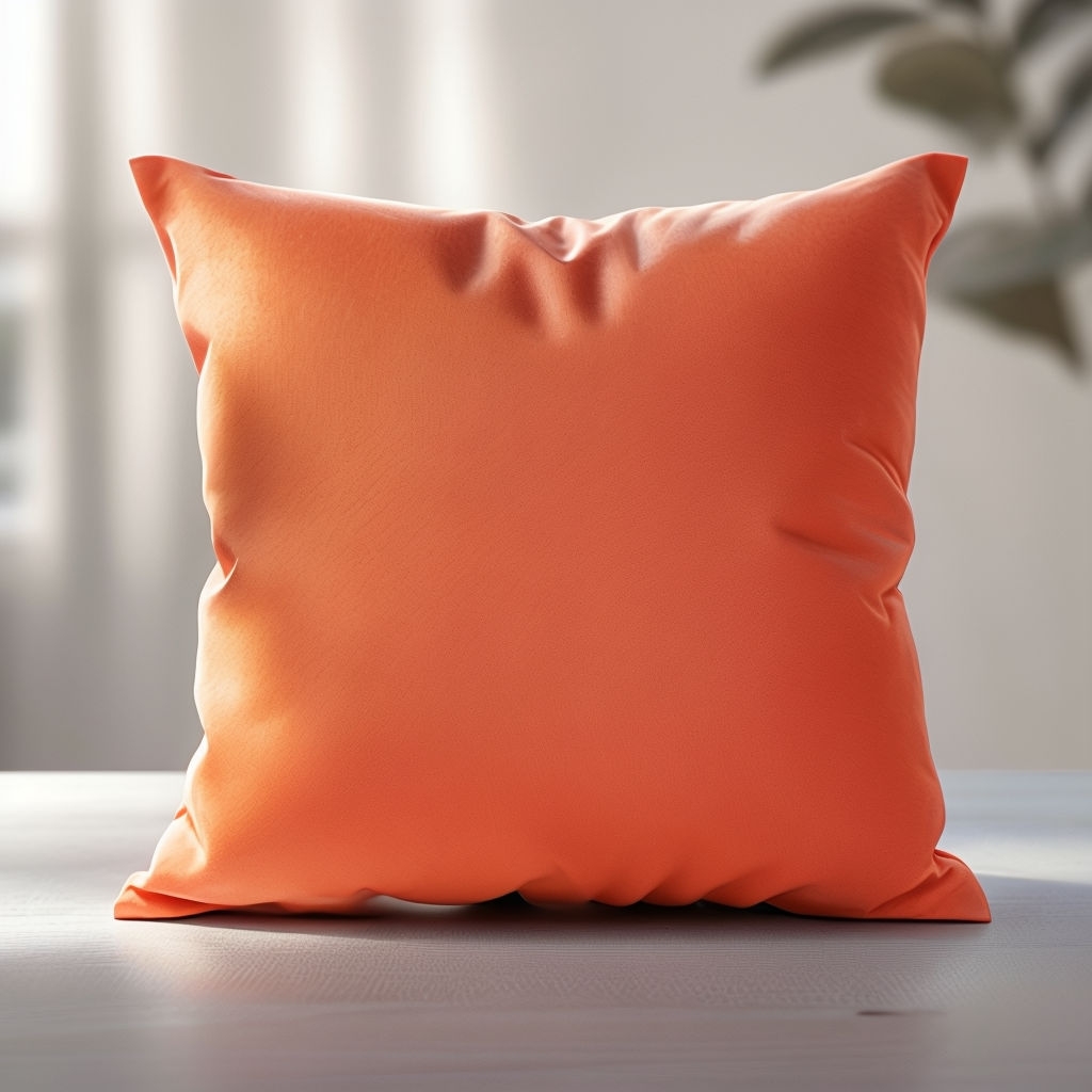 Vibrant Coral Square Pillow Minimalist Mockup