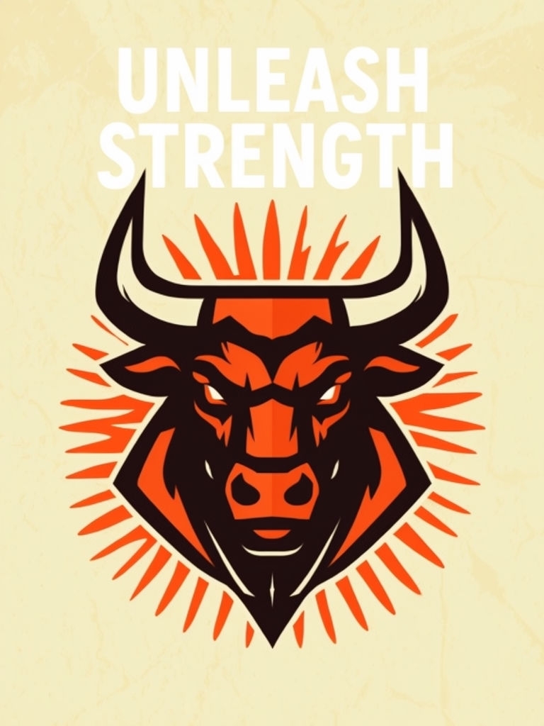 Geometric Bull's Head Illustration with Unleash Strength T-Shirt