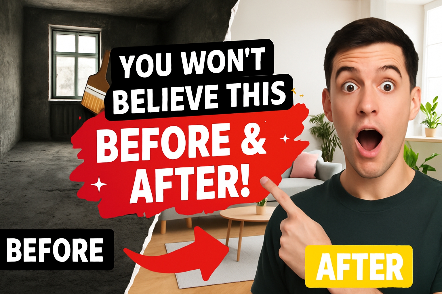 Striking Before and After Transformation Comparison Advertising Social Media Post