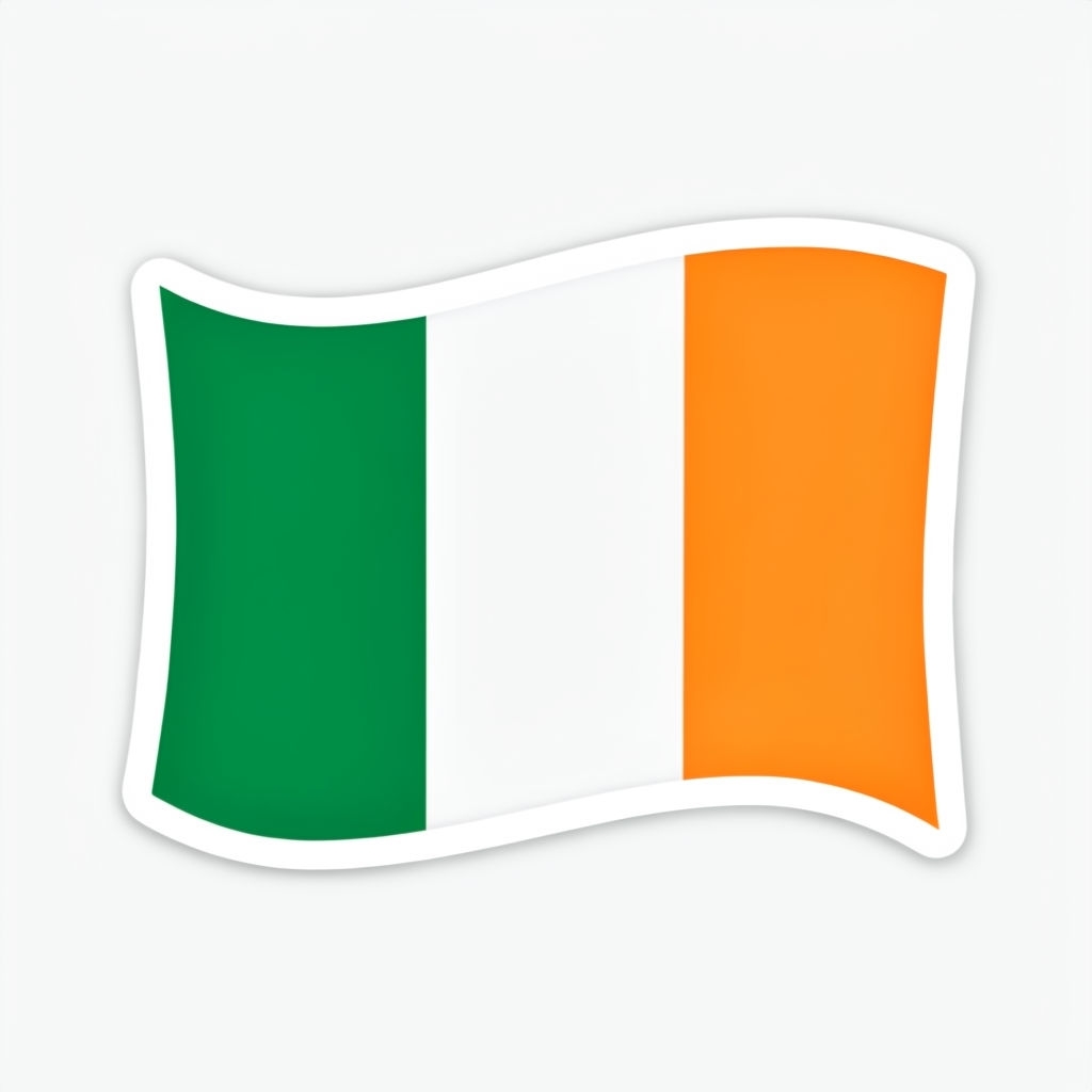 Bold Irish Flag with Clean Outline Simple Sticker