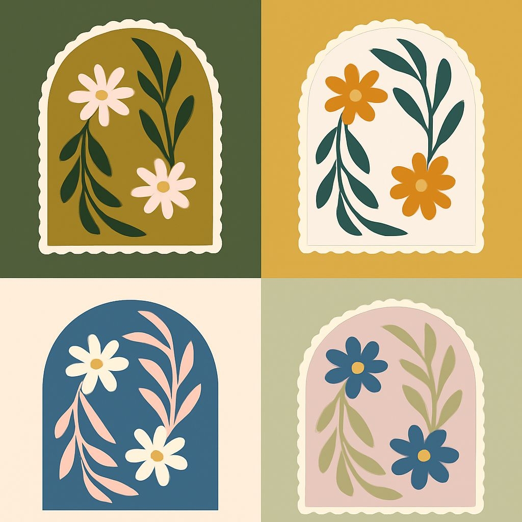 Decorative Floral Panels in Soft Colors Seamless Pattern