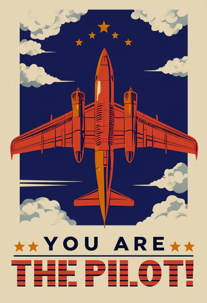 Retro Airplane Pilot Promotion Poster with Vintage Style
