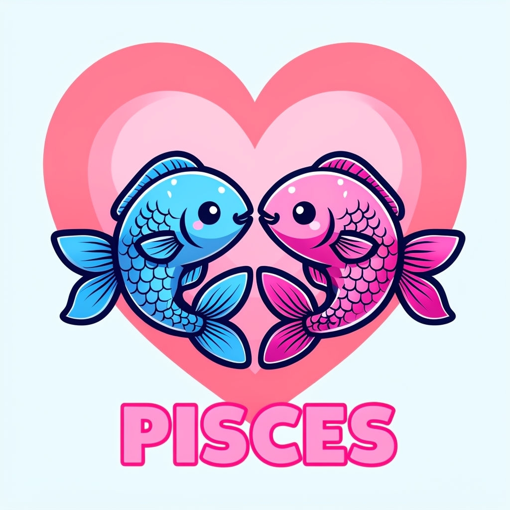 Vibrant Pisces Zodiac Fish Heart Illustration Mug