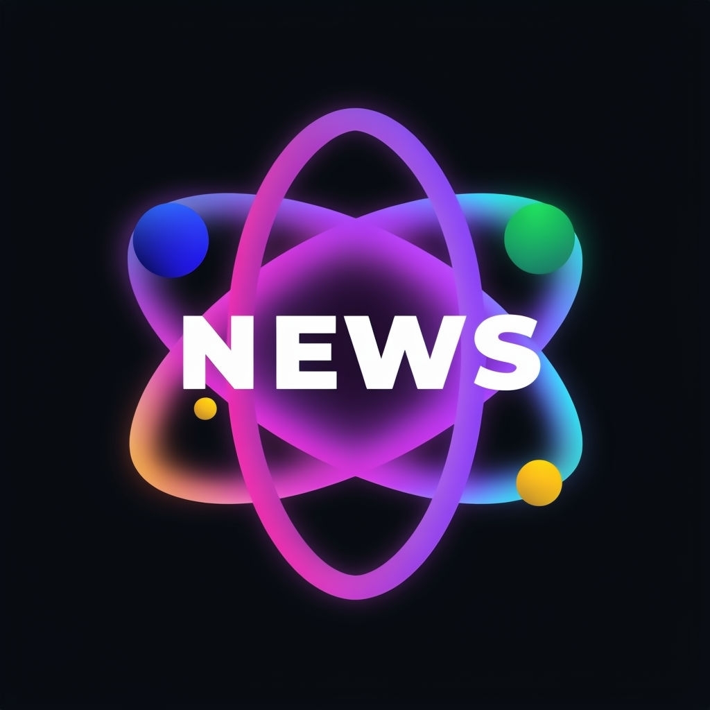 Vibrant Abstract News Logo with Neon Glow on Black Background