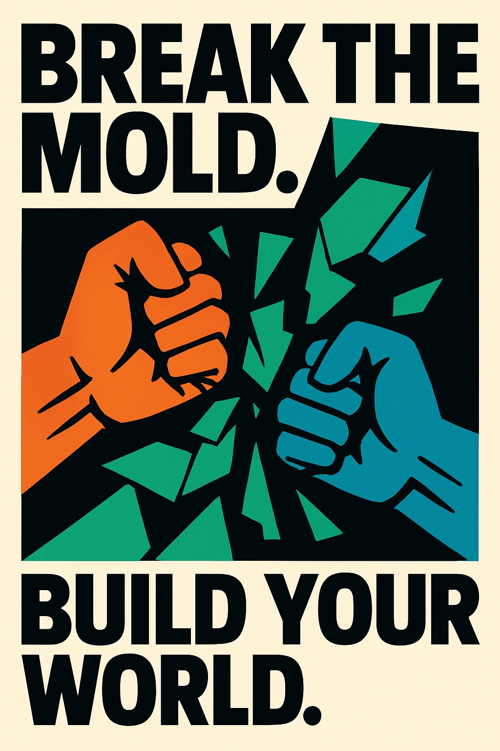 Break the Mold Motivational Activist Poster with Bold Illustrations