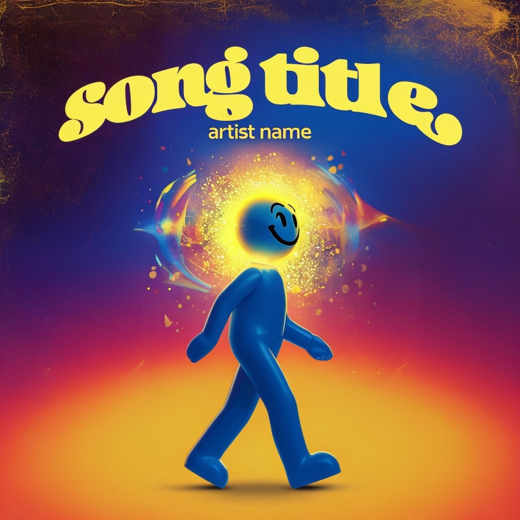 Vibrant Retro-Futuristic Song Cover with Abstract Figure Spotify Album Cover